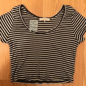 Black and White Striped Crop Top